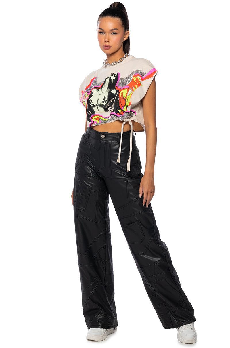 EXTREME STRETCH PATCHWORK WIDE LEG PANT Product Image