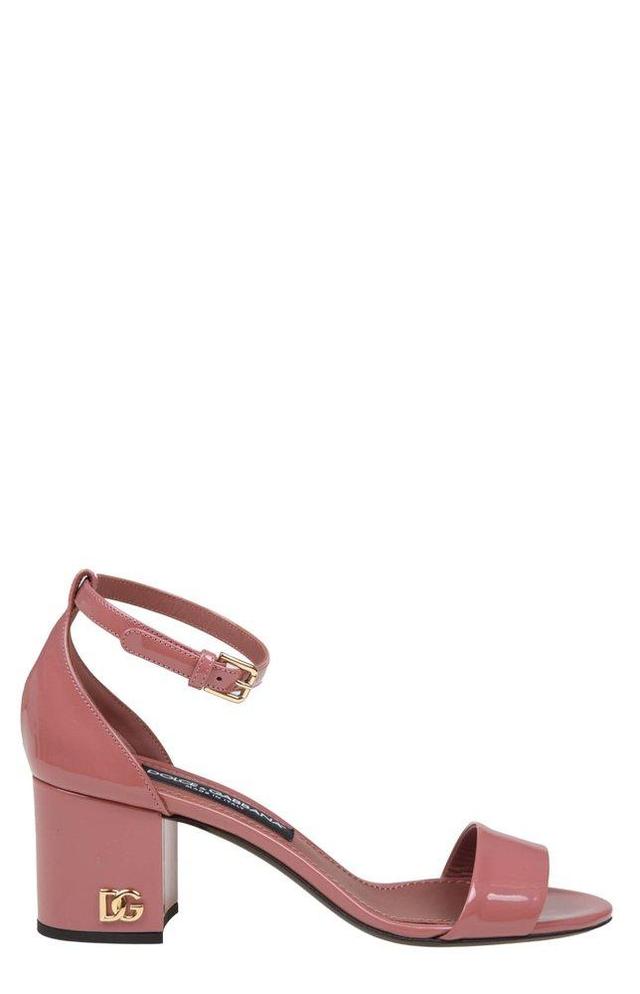 Dolce Gabbana Block Heel Ankle Strap Sandals In Pink Product Image