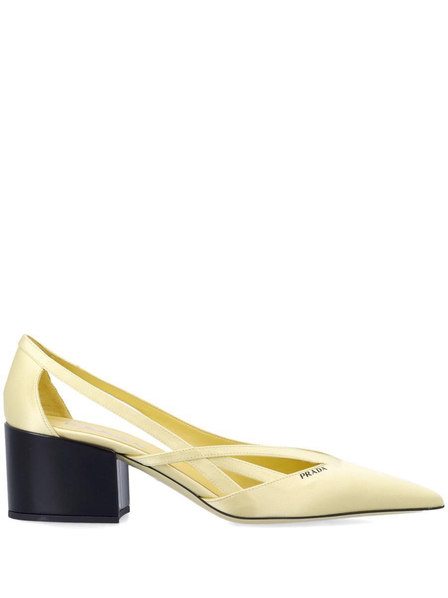 55mm Satin Cut-out Pumps In Yellow Product Image