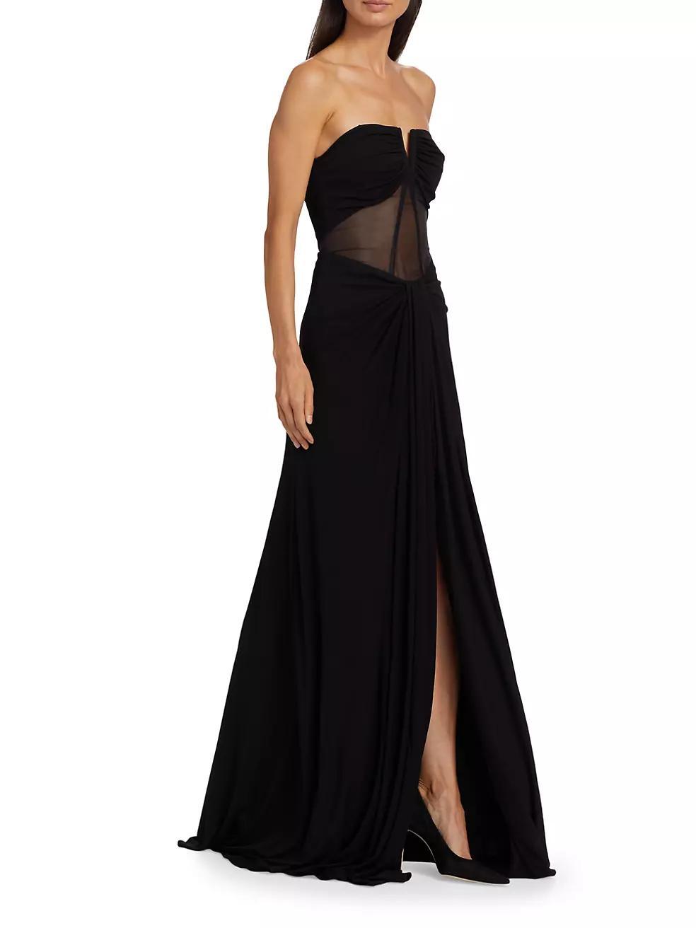 Mabel Sheer Panel Strapless Gown Product Image