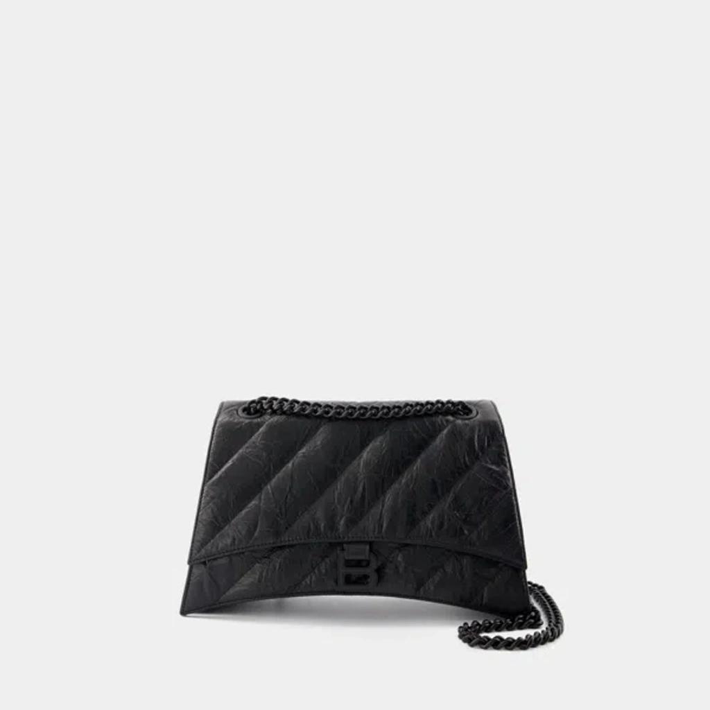 BALENCIAGA Crush Chain M Shoulder Handbag In Black Product Image