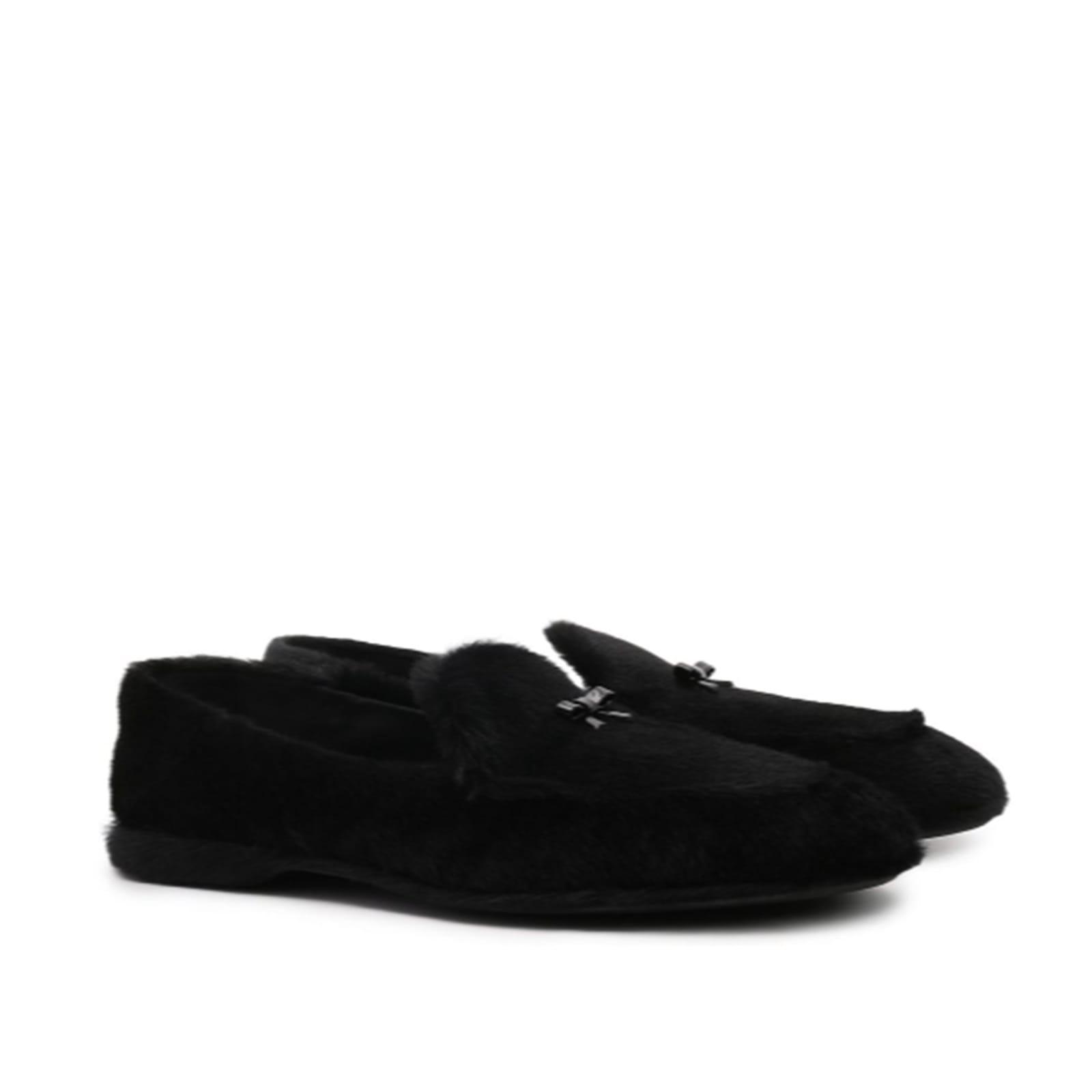 Fur Loafers In Black Product Image