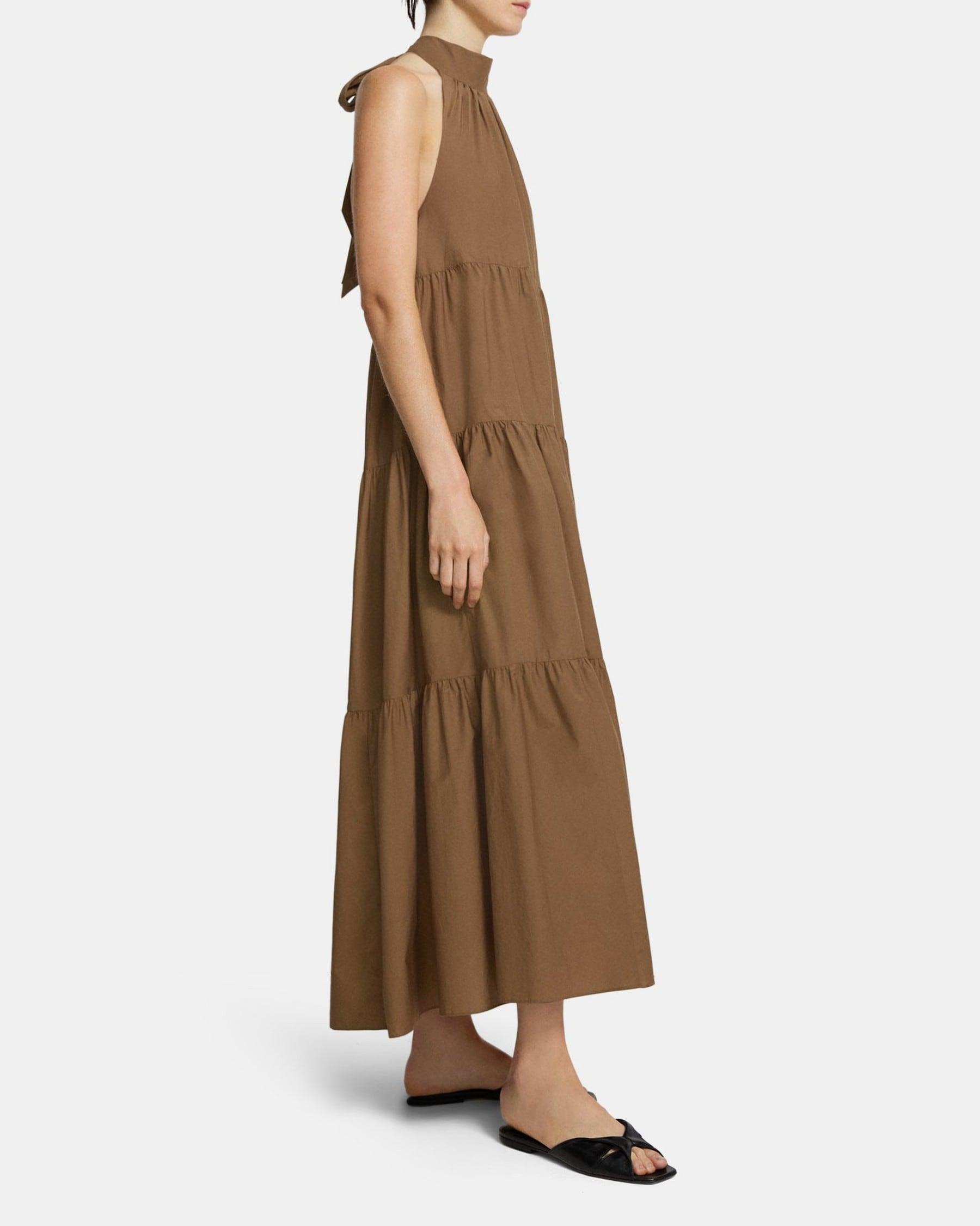 Tiered Halter Maxi Dress in Cotton Blend Product Image