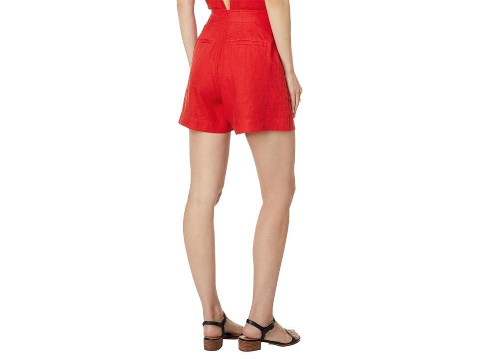 Madewell Clean Button-Tab Shorts in Linen Canvas (Rouge) Women's Shorts Product Image