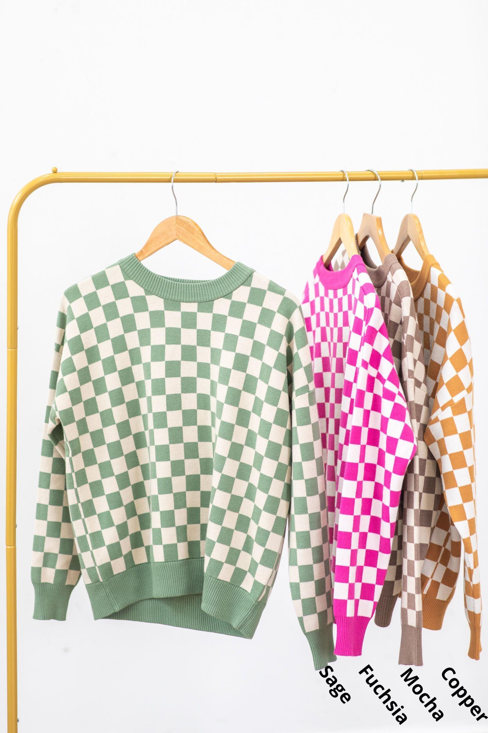 Checkerboard Knit Sweater Product Image