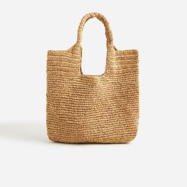 Hand-knotted raffia shoulder tote Product Image