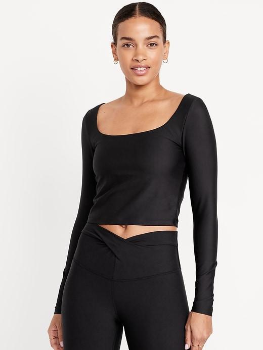 PowerSoft Long-Sleeve Crop Support Top Product Image