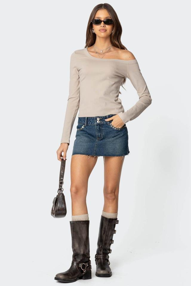 Tess Studded Denim Mini Skirt Product Image