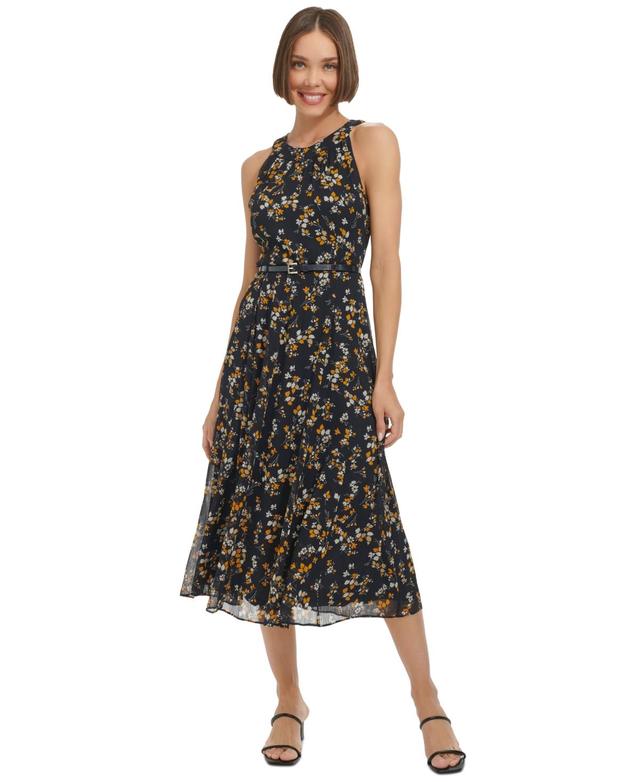 Tommy Hilfiger Womens Floral-Print Halter Midi Dress - Skycap Product Image