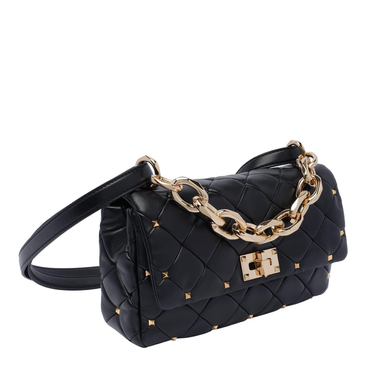 VALENTINO GARAVANI Rockstud Spike Small Leather Shoulder Bag In Black Product Image