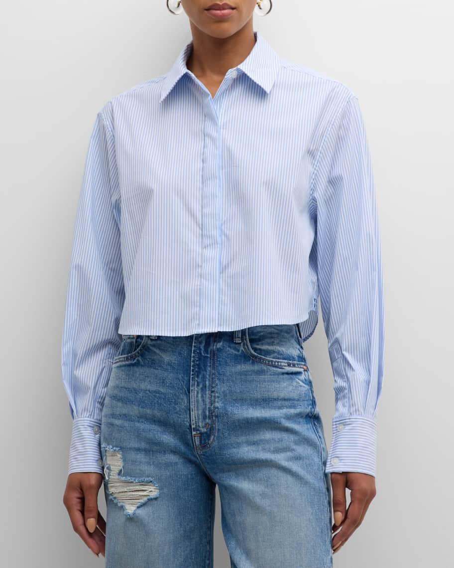 Renata Striped Cotton Cropped Button-Front Shirt Product Image