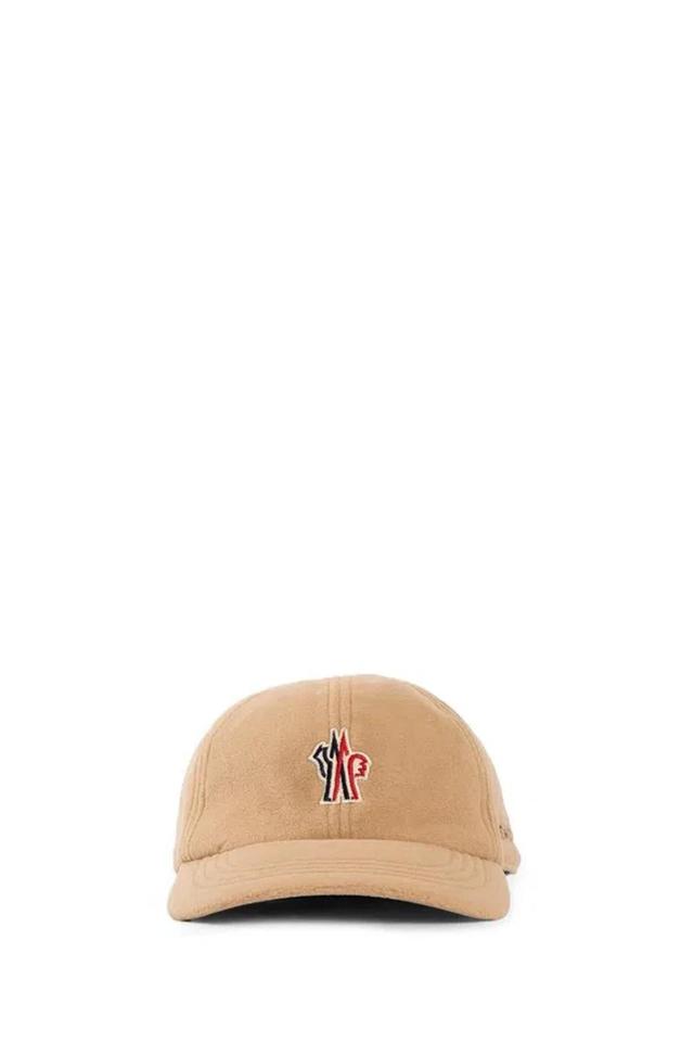 MONCLER Grenoble Branded Cotton Baseball Cap In Beige Product Image