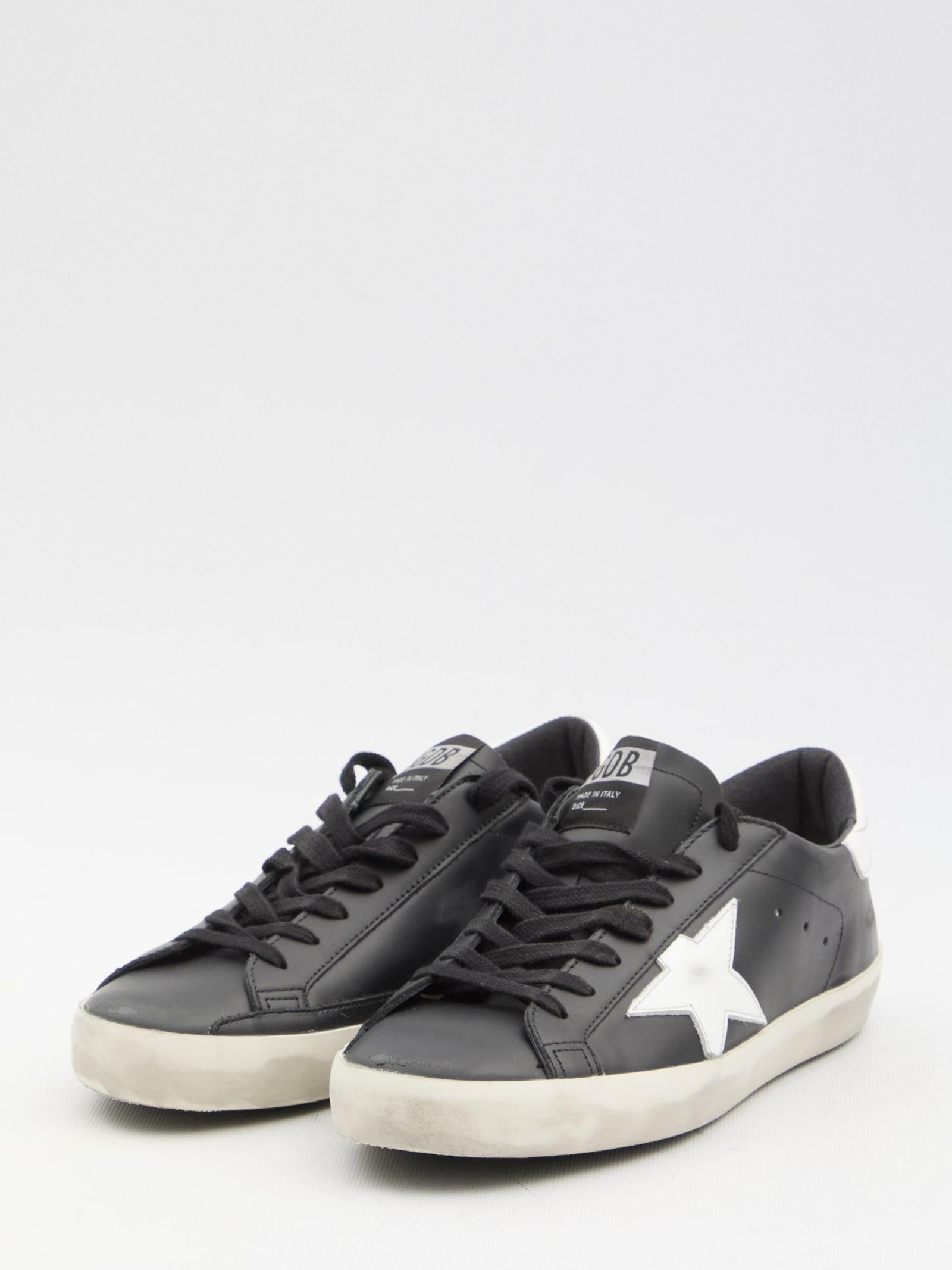 GOLDEN GOOSE 'superstar' Black Vintage Low Top Sneakers In Leather Man Product Image