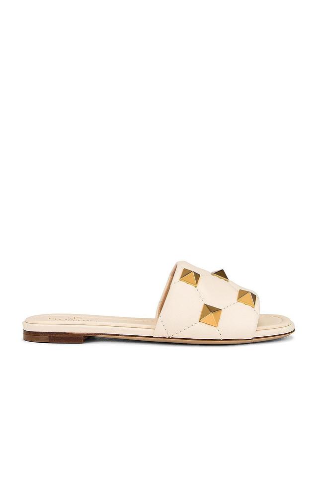 Valentino Garavani Roman Stud Slides in Ivory Product Image