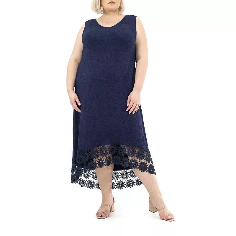 Plus Size Nina Leonard High Low Crochet Dress, Womens Product Image