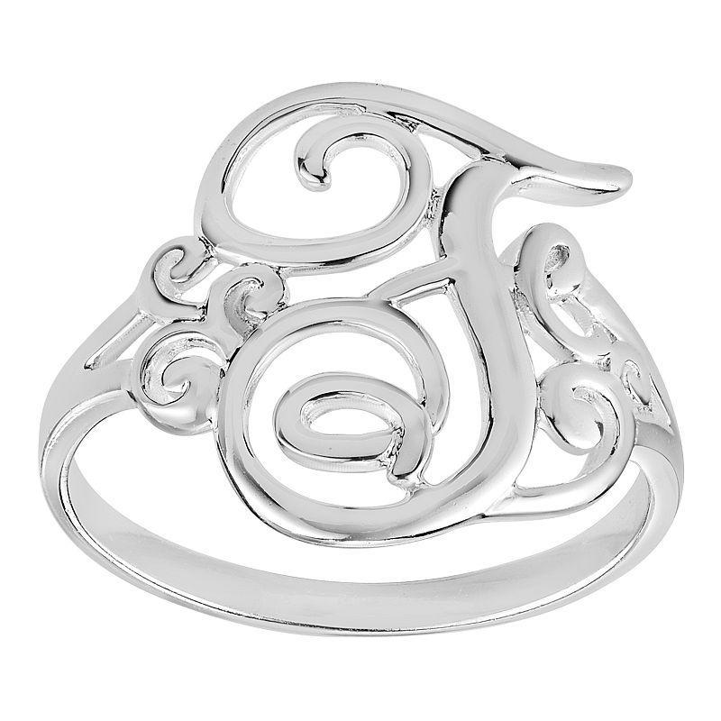 Womens PRIMROSE Sterling silver polished monogram initial B band ring size 7., Womens Grey Product Image