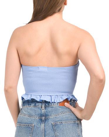 Strapless Ruffle Hem Crop Top for Women Product Image