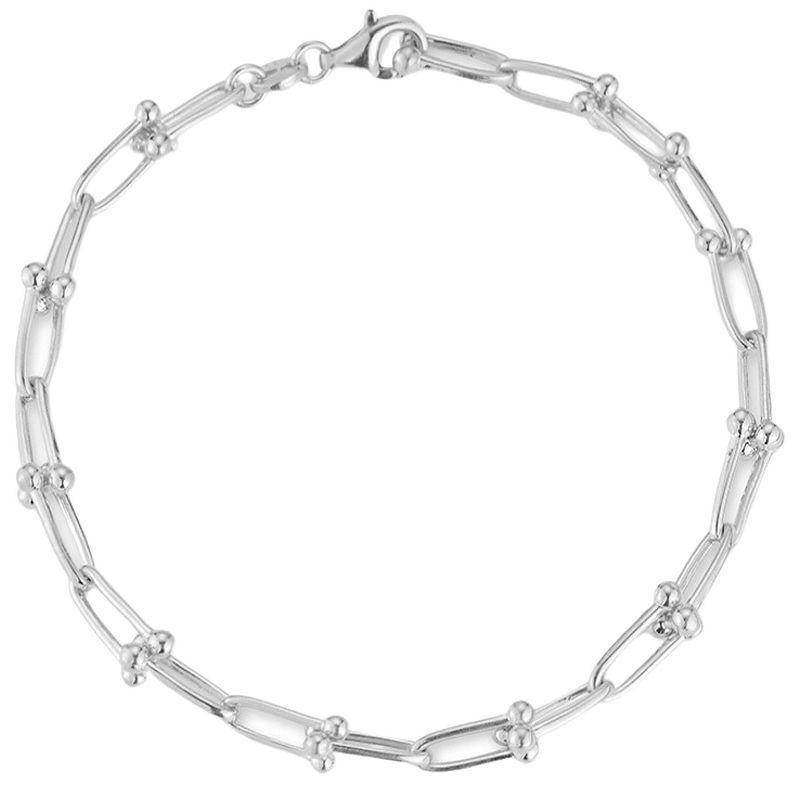 Sunkissed Sterling 14k Gold Over Silver Stirrup Link Bracelet, Womens Silver Tone Product Image