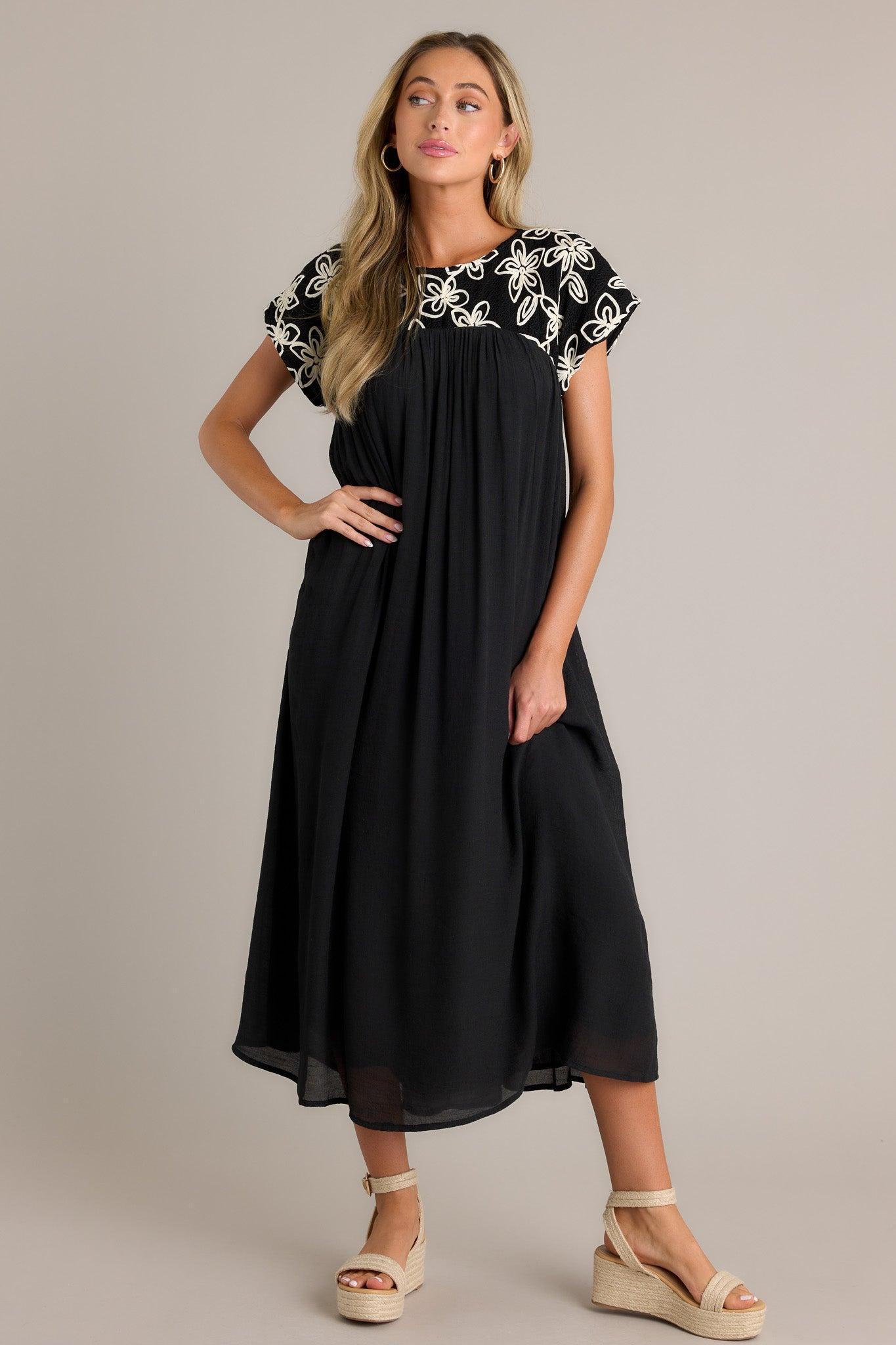 Muted Garden Black Floral Midi Dress product image