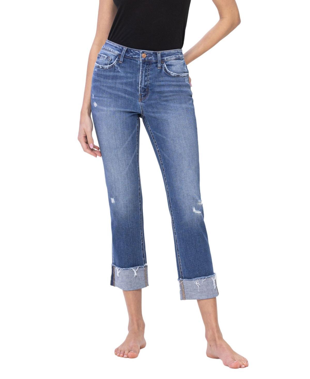 Flying Monkey Womens High Rise Regular Cuffed Straight Jeans Product Image