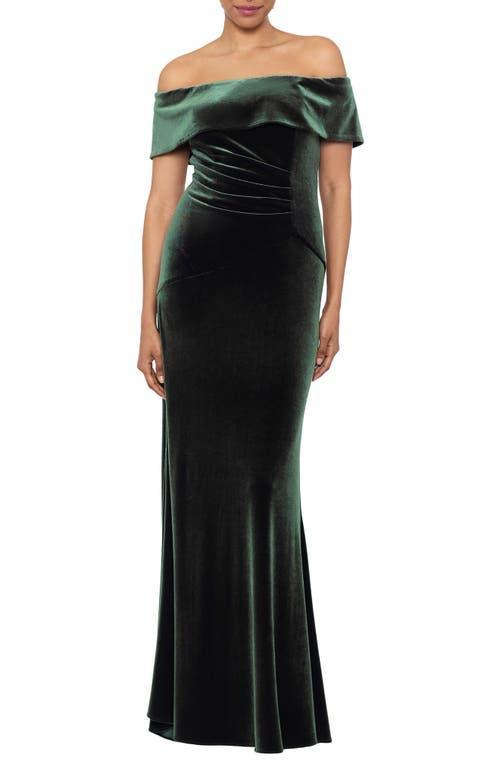 Xscape Off the Shoulder Velvet Gown Product Image