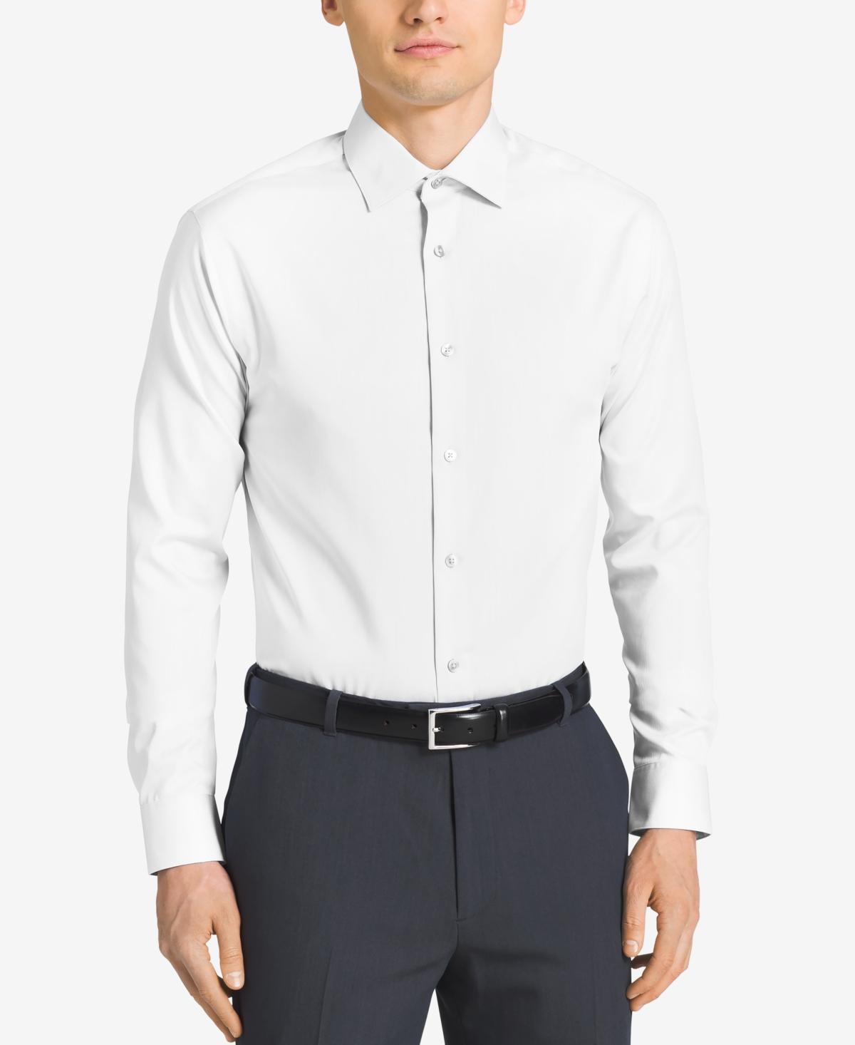 Calvin Klein Steel Mens Classic-Fit Non-Iron Performance Herringbone Dress Shirt Product Image