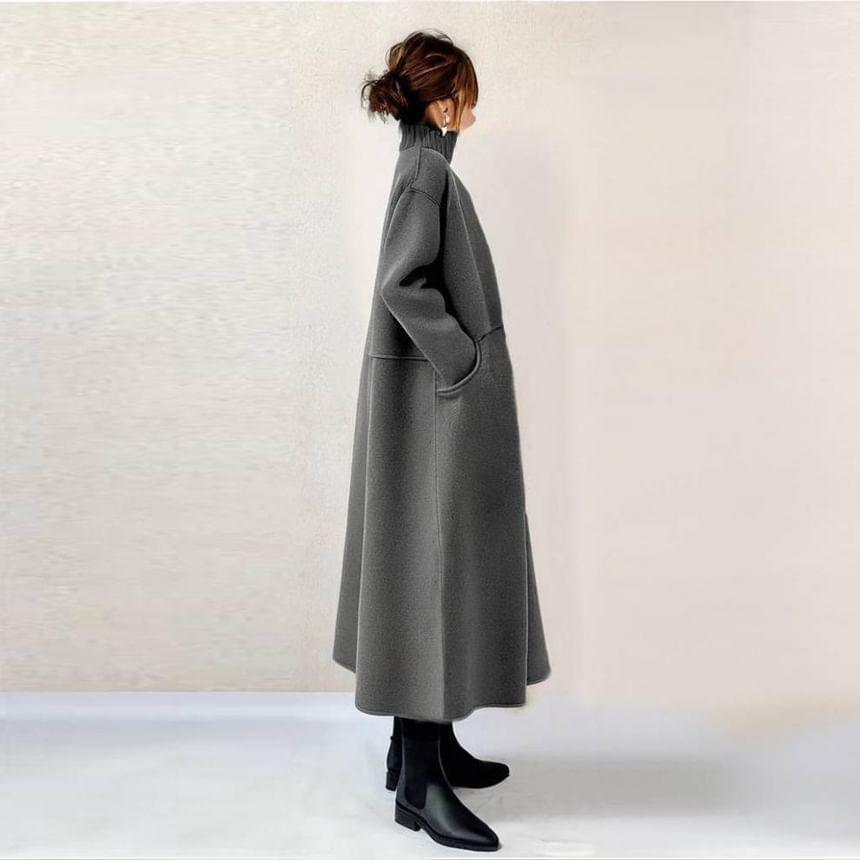 Long Sleeve Turtleneck Loose Maxi Dress Product Image