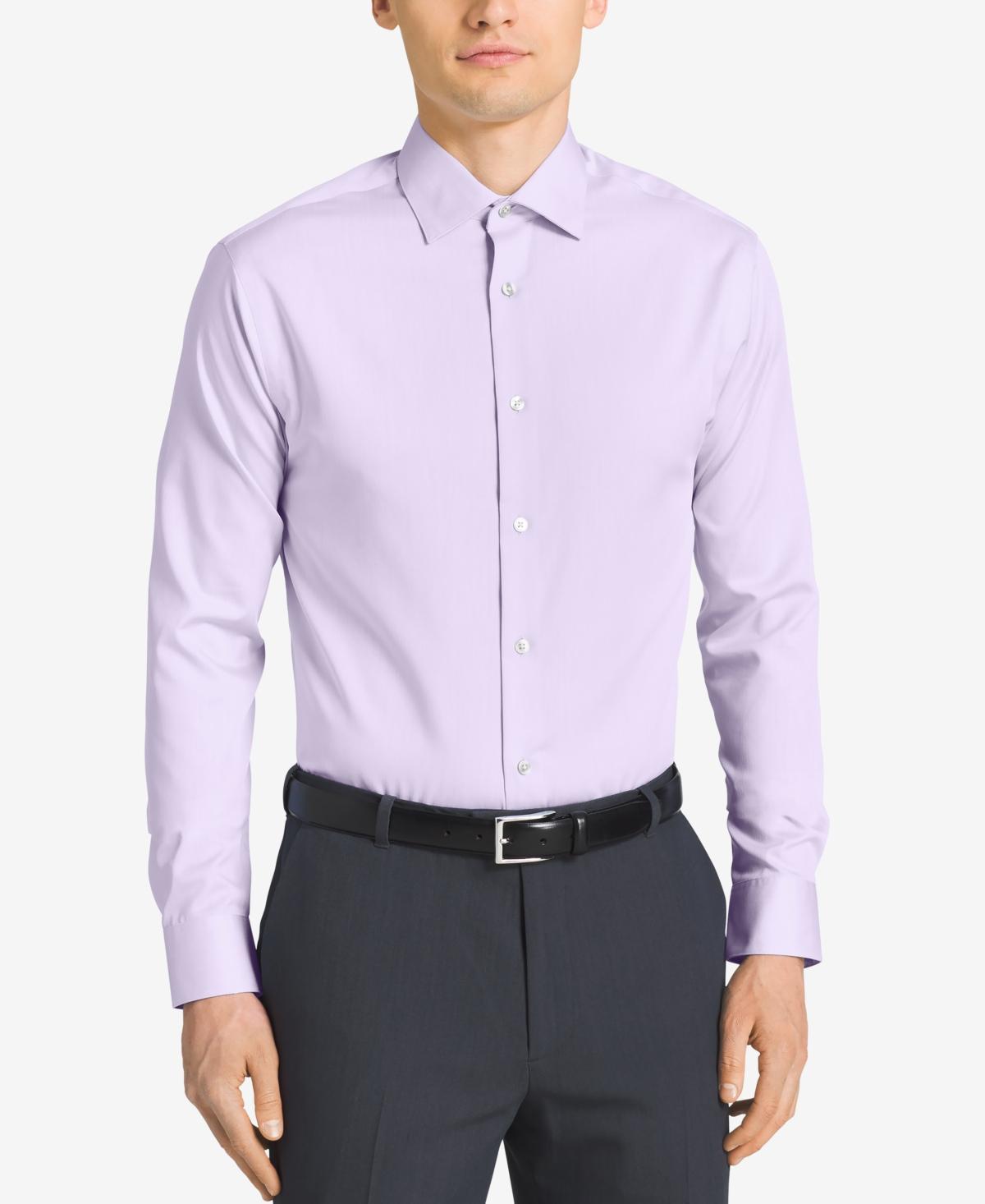 Calvin Klein Steel Mens Classic-Fit Non-Iron Performance Herringbone Dress Shirt Product Image