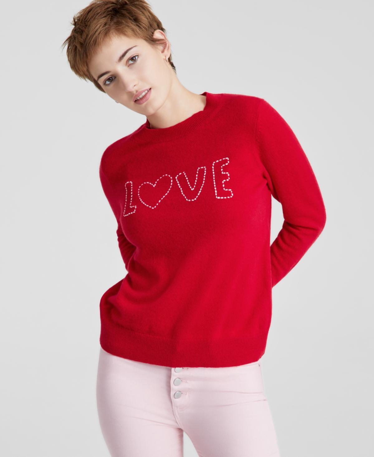 Charter Club Womens Cashmere Love Embroidered Crewneck Sweater, Created for Macys Product Image