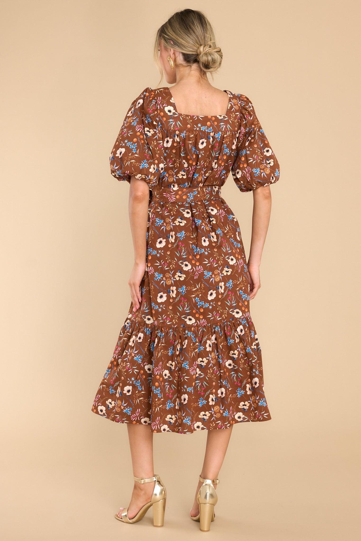 Willa Anemone Chocolate Midi Dress Brown Product Image