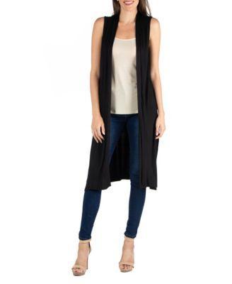 Sleeveless Long with Side Slit Cardigan Vest Product Image