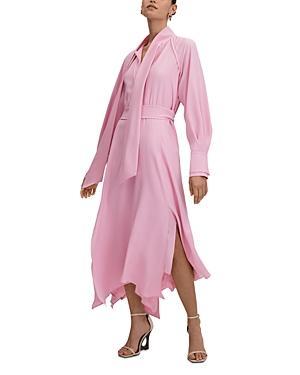 Reiss Erica Tie Neck Belted Dress Product Image