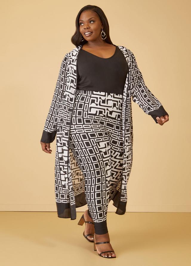 Plus Size Geo Print High Rise Leggings Ashley Stewart Product Image