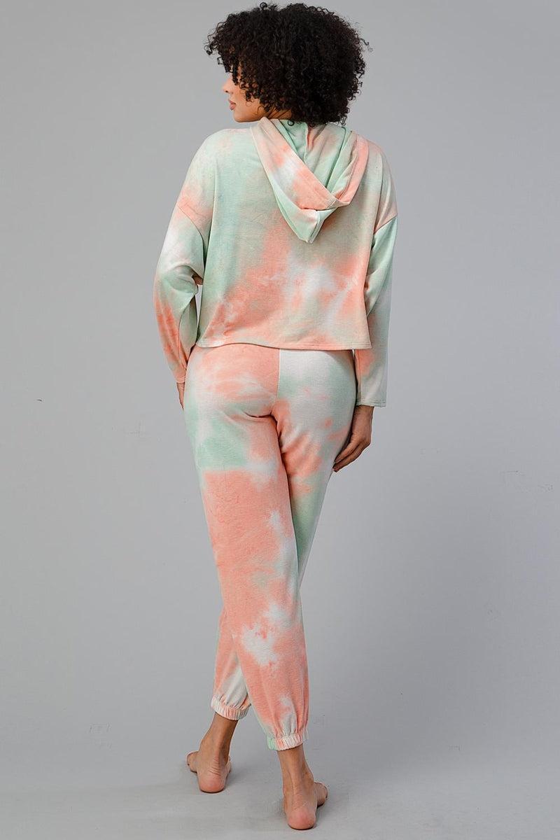 Tie Dye Hooded Sweat Shirts Jogger Lounge Wear Set product image