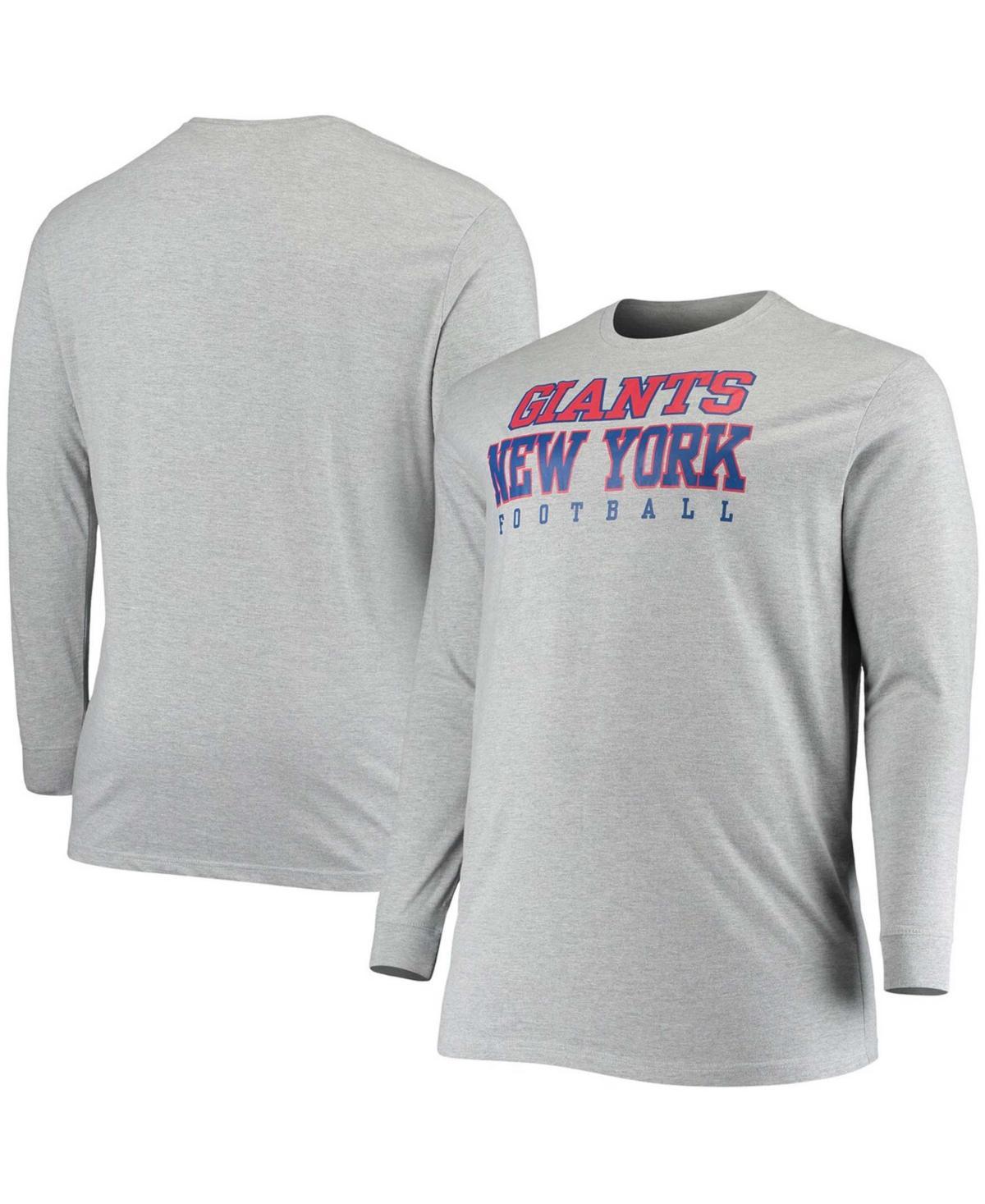 Mens Fanatics Branded Heathered Gray New York Giants Big & Tall Practice Long Sleeve T-Shirt Product Image