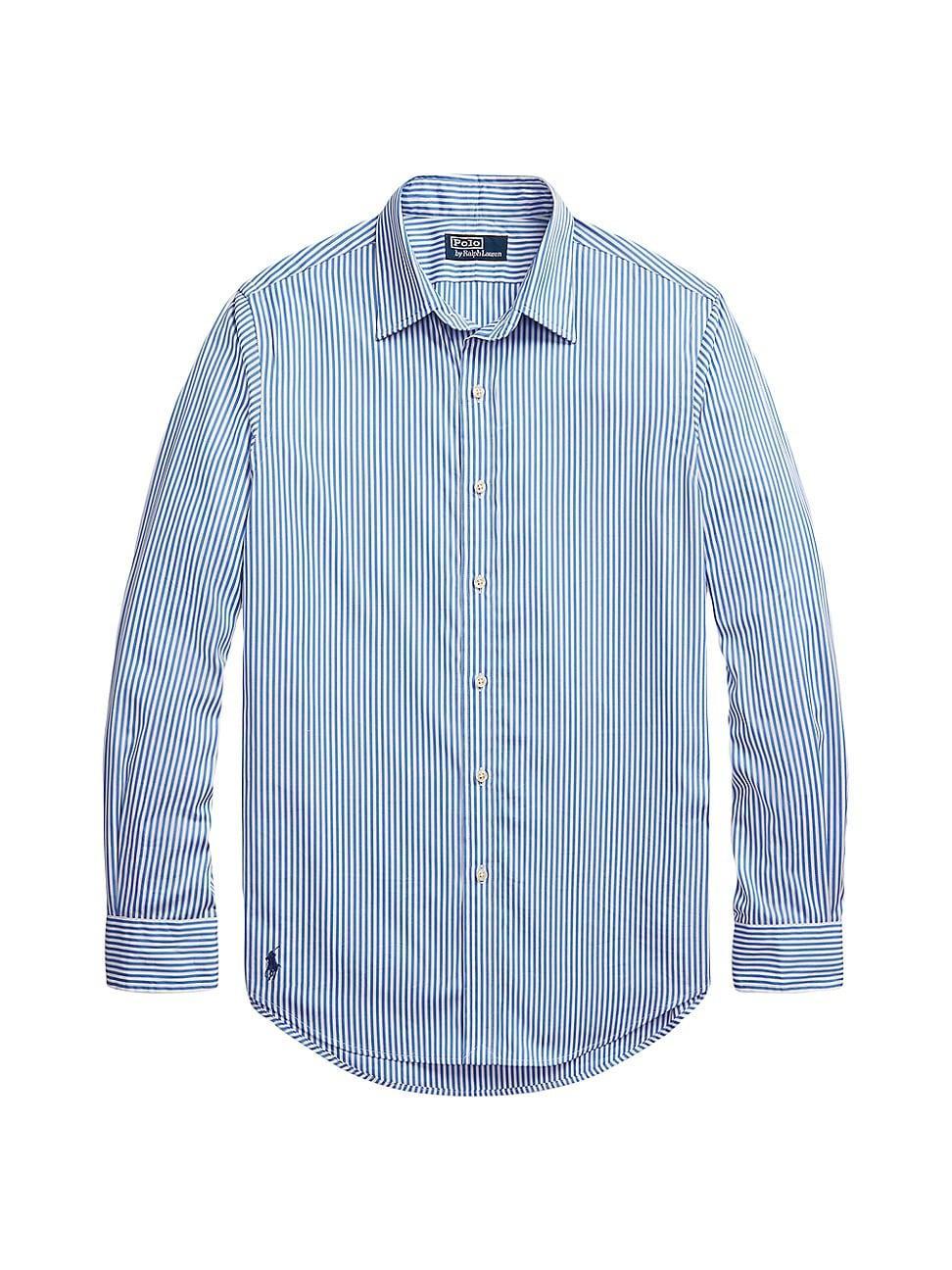 Mens Striped Cotton Button-Down Shirt Product Image