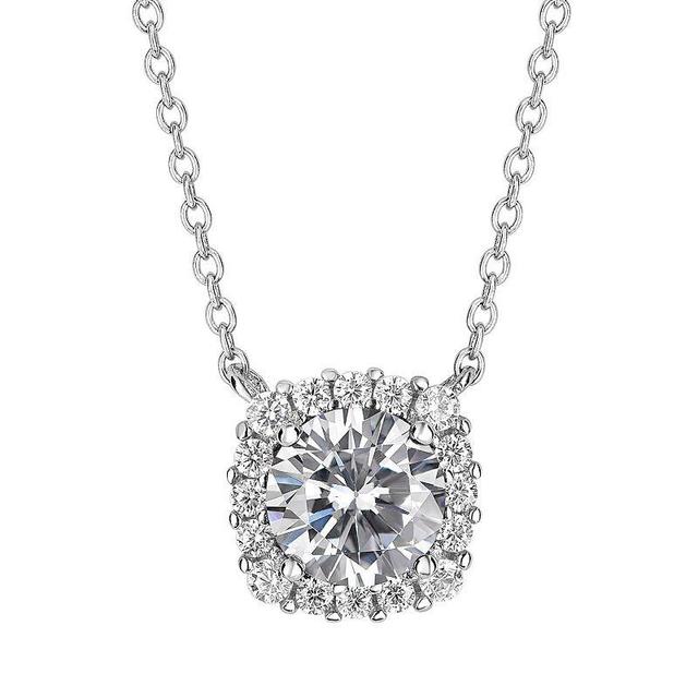 PRIMROSE Sterling Silver Cubic Zirconia Halo Pendant Necklace, Womens White Product Image