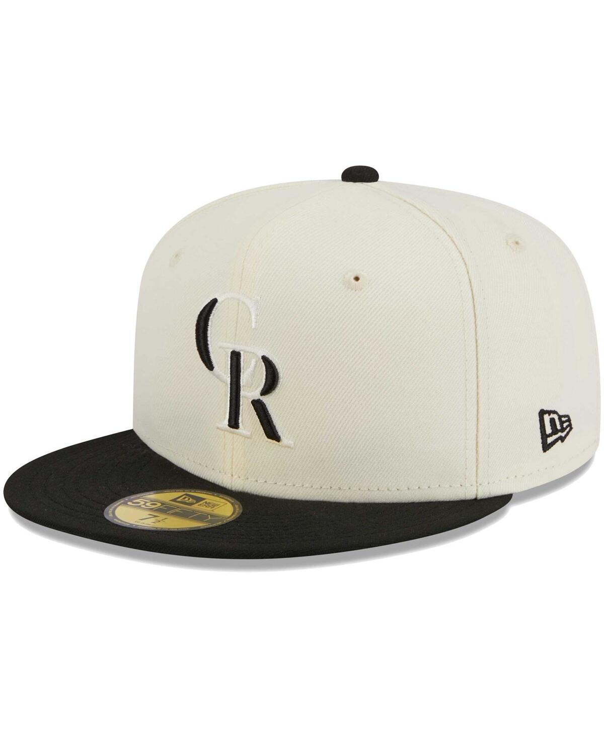 Mens New Era Stone/Black Colorado Rockies Chrome 59FIFTY Fitted Hat Product Image