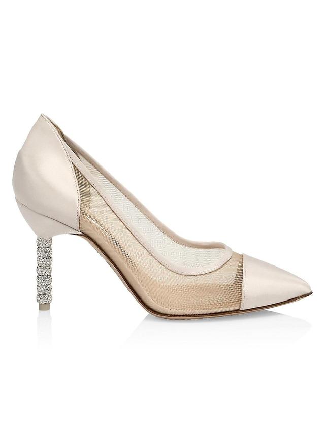 Womens Jasmine Embellished-Heel Leather & Mesh Pumps Product Image