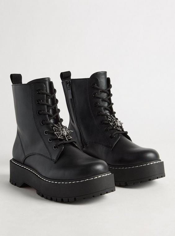 Lace-Up Flat Combat Boot With Charm (WW) product image