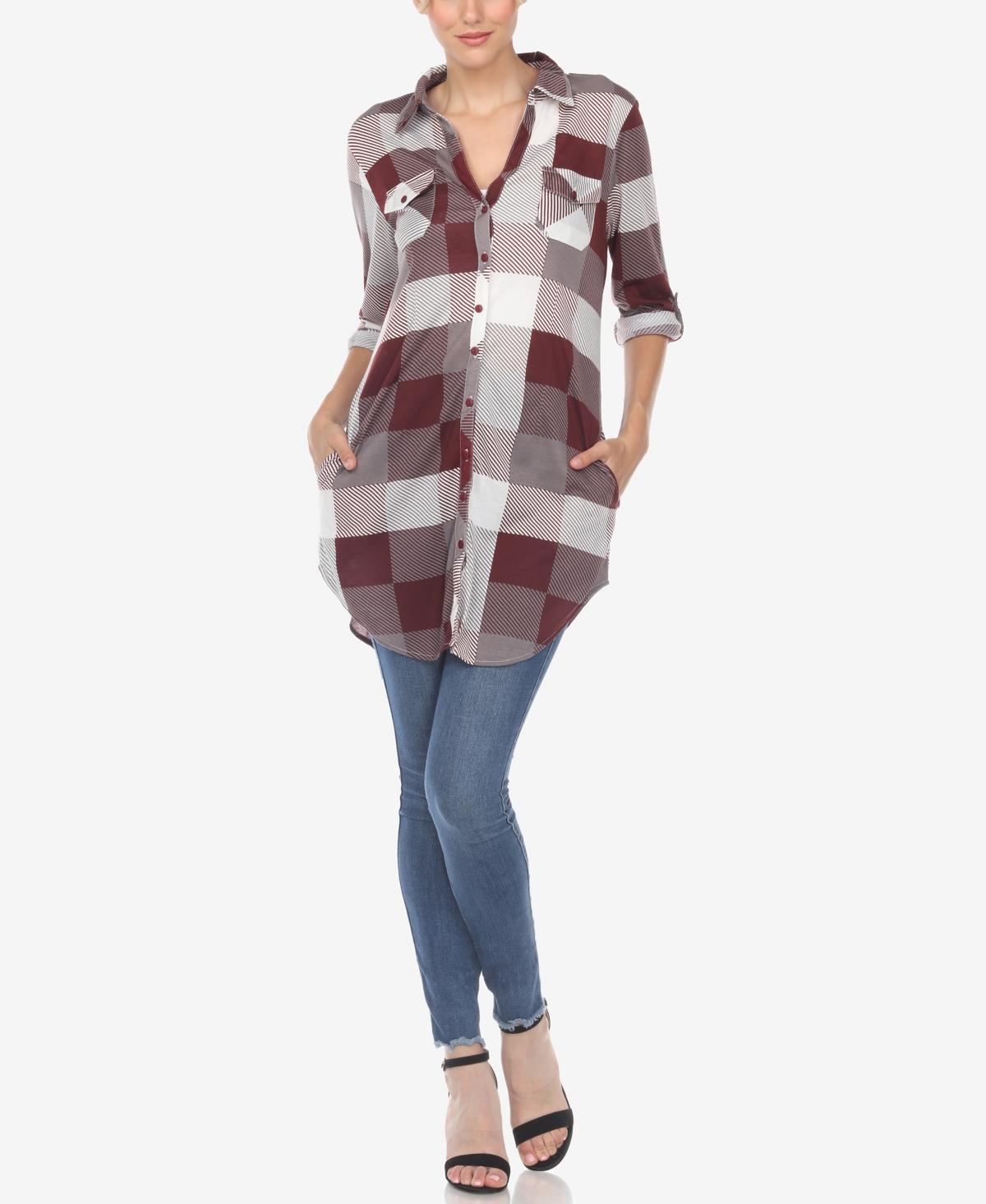 Womens Plaid Tunic Shirt Product Image