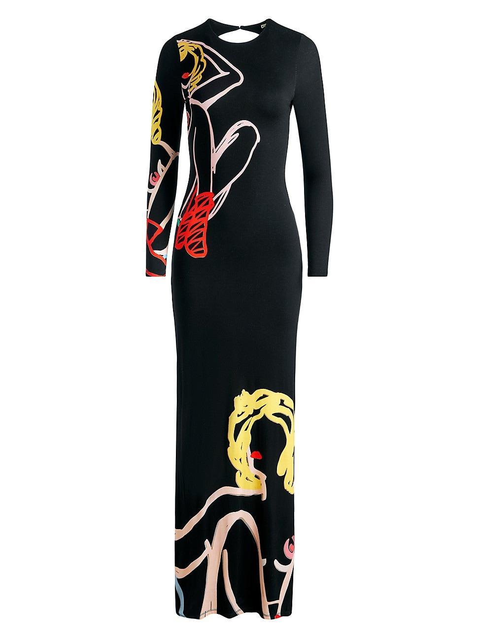 Womens Delora Graphic Open-Back Maxi Dress Product Image