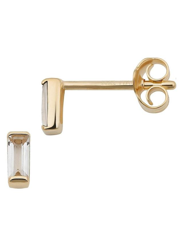 Womens 14K Yellow Solid Gold, White Topaz Fresco Baguette Micro Studs Product Image