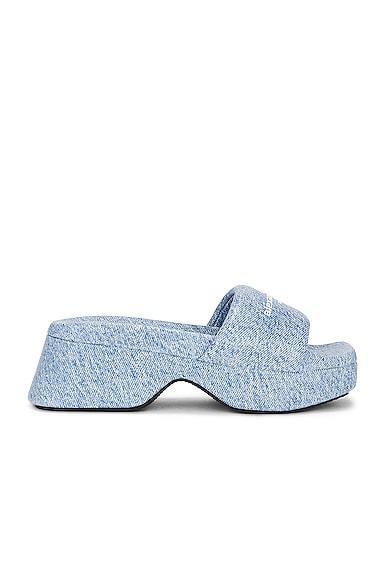 Alexander Wang Womens Float Denim Print Leather Platform Side Sandals Product Image