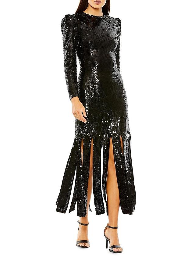 Womens Fringed Sequined Cocktail Dress Product Image