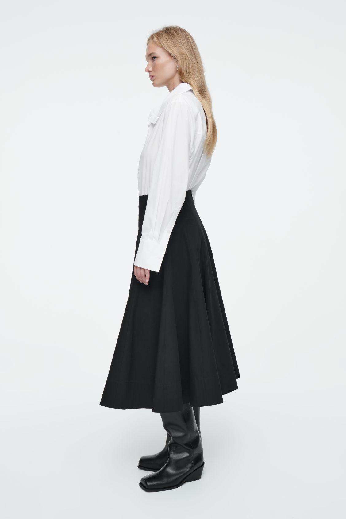 VOLUMINOUS A-LINE COTTON MIDI SKIRT Product Image