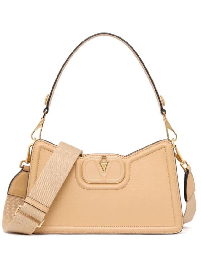 Leather Vlogo Shoulder Bag In Cappuccino Product Image