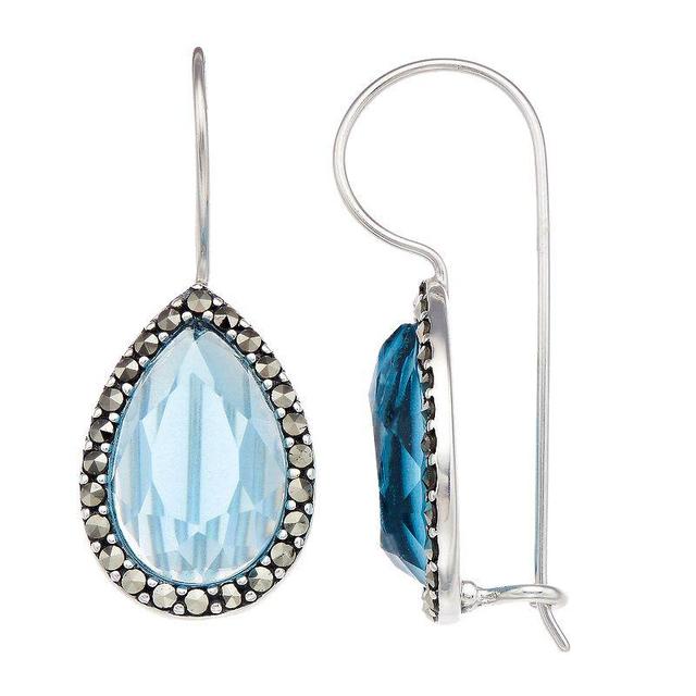 Tori Hill Marcasite & Blue Glass Teardrop Earrings, Womens, Silvertone Product Image