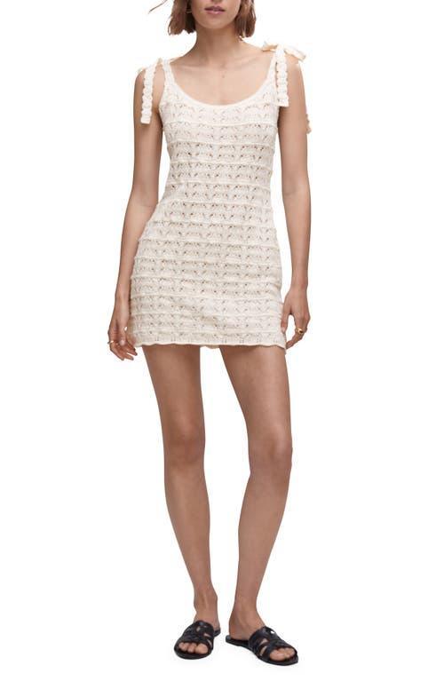 MANGO Tie Strap Crochet Minidress Product Image