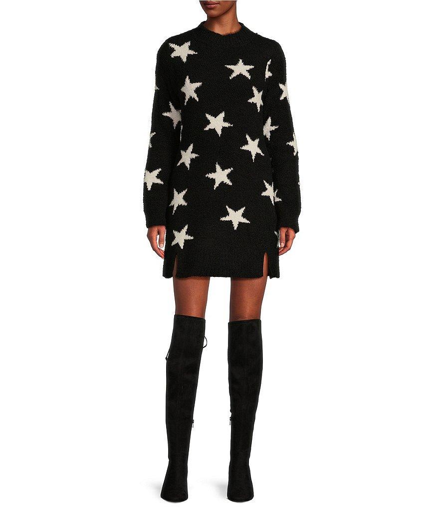 Midnight Doll Long Sleeve Star Sweater Dress Product Image